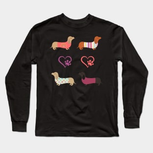 Cute Dachshund Sticker Pack Long Sleeve T-Shirt